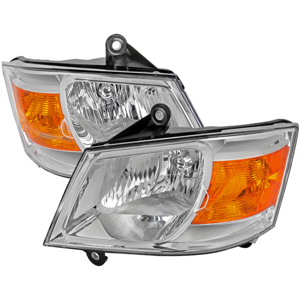 2008-2010 Dodge Grand Caravan Factory Style Headlights - Chrome/Clear Lens