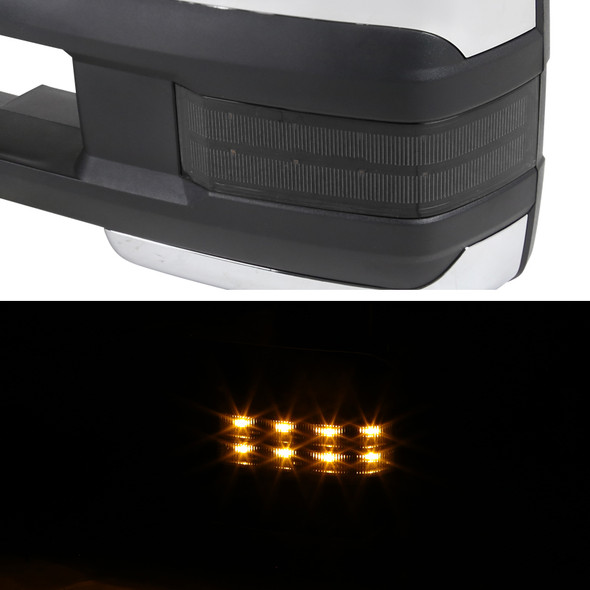 2002-2007 Chevrolet Silverado/Suburban/Tahoe/Avalanche GMC Sierra/Yukon/Yukon XL Power Heated Chrome Towing Mirrors w/ Smoked Lens LED Turn Signal & Clearance Lights
