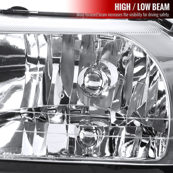 1999-2004 Ford Mustang Factory Style Headlights w/ Amber Reflectors (Chrome Housing/Clear Lens)