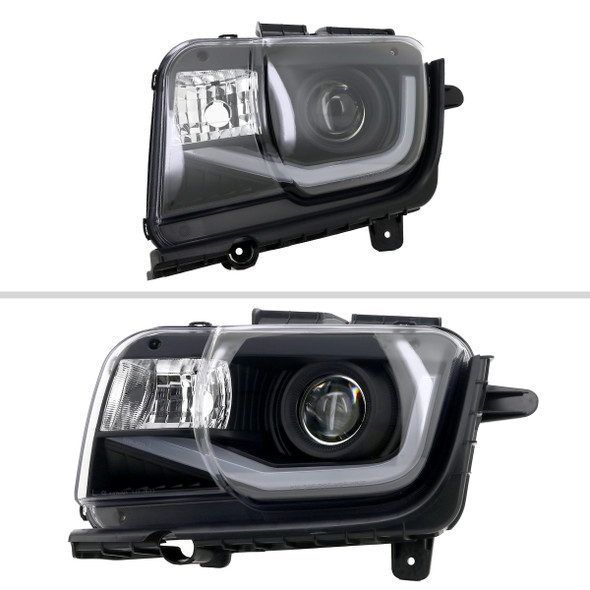 2010-2013 Chevrolet Camaro LED Bar Projector Headlights (Matte Black Housing/Clear Lens)