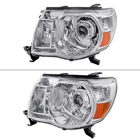 2005-2011 Toyota Tacoma Retro Style Projector Headlights (Chrome Housing/Clear Lens)