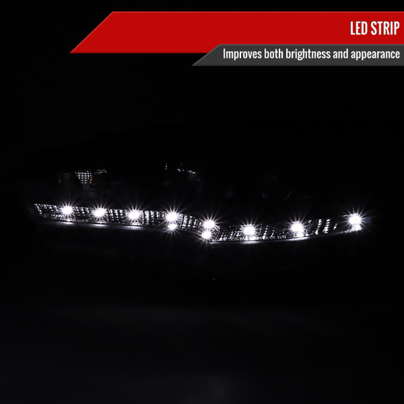 2008-2015 Mitsubishi Lancer EVO Projector Headlights w/ SMD LED Light Strip (Matte Black Housing/Clear Lens)