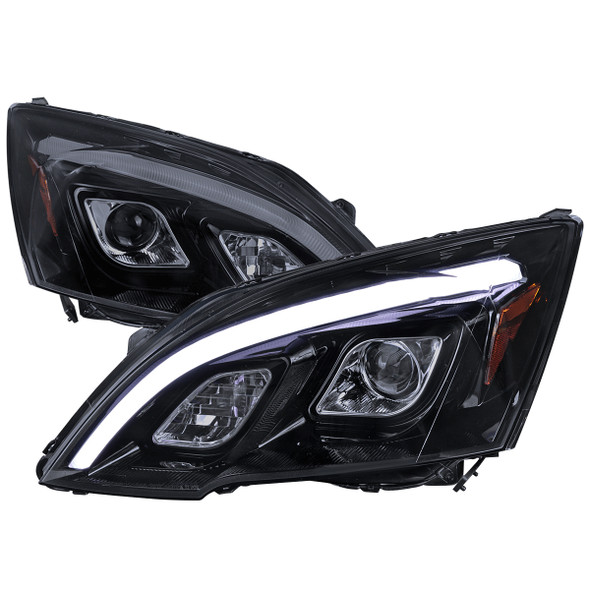 2007-2011 Honda CR-V LED Bar Projector Headlights (Glossy Black Housing/Smoke Lens)