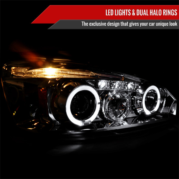 2004-2007 Chevrolet Malibu Dual Halo Projector Headlights (Chrome Housing/Clear Lens)