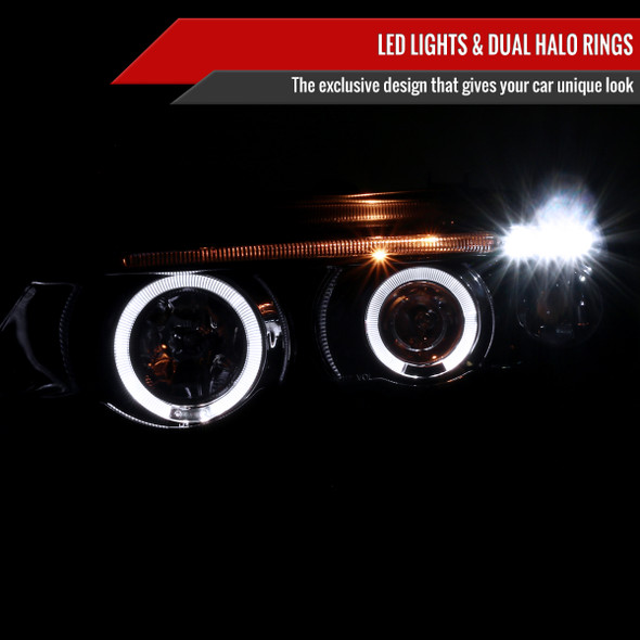 2001-2003 BMW E53 X5 Dual Halo Projector Headlights (Glossy Black Housing/Smoke Lens)