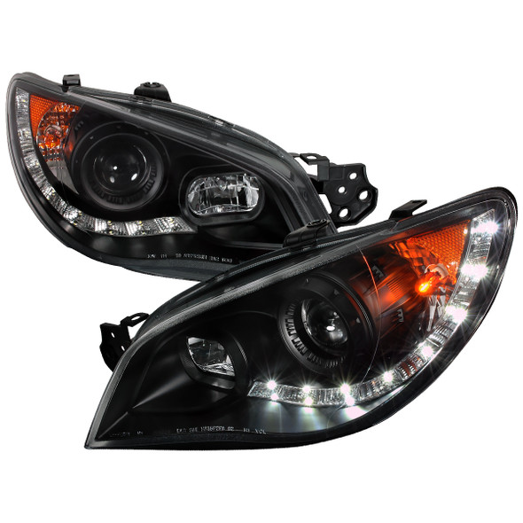 2006-2007 Subaru Impreza WRX/STI Projector Headlights w/ LED Light Strip (Matte Black Housing/Clear Lens)