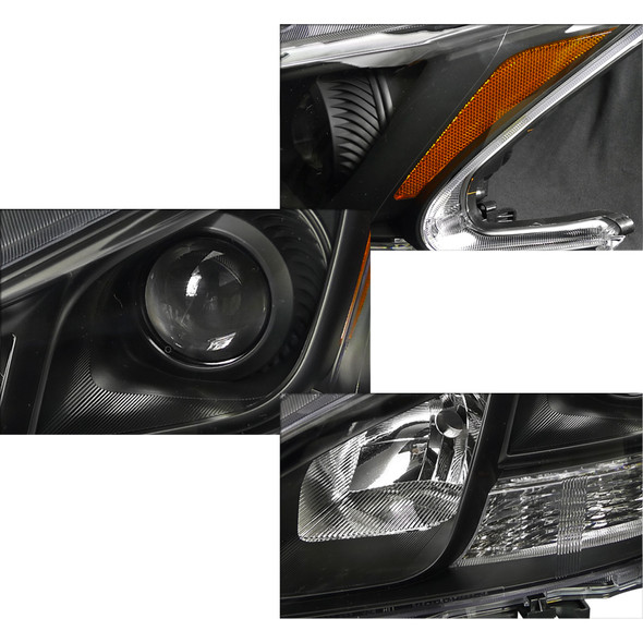 2009-2014 Nissan Maxima Projector Headlights w/ Amber Reflectors (Matte Black Housing/Clear Lens)