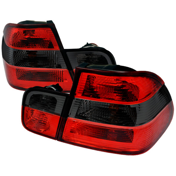 1999-2001 BMW E46 3 Series Sedan Tail Lights (Chrome Housing/Red Smoke Lens)