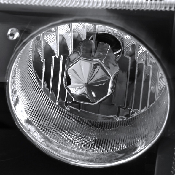 1993-1997 Ford Ranger Headlights w/ Integrated H3 Projector Fog Light (Matte Black Housing/Clear Lens)