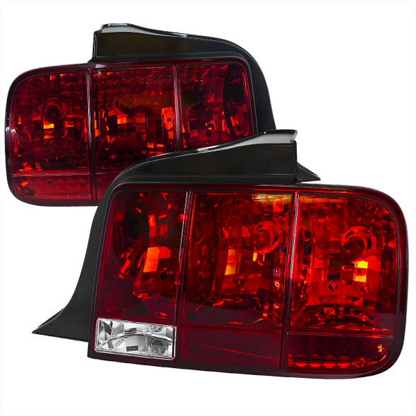 2005-2009 Ford Mustang Sequential Tail Lights (Chrome Housing/Red Lens)