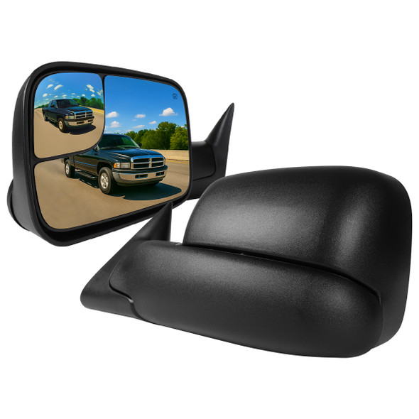 1998-2002 Dodge RAM Power Adjustable, Heated, Manual Fold & Extendable Towing Mirrors