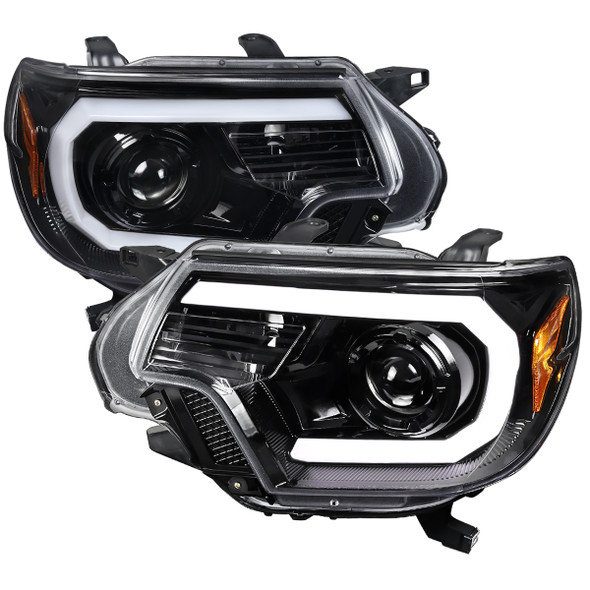 2012-2015 Toyota Tacoma LED C-Bar Projector Headlights (Jet Black Housing/Clear Lens)