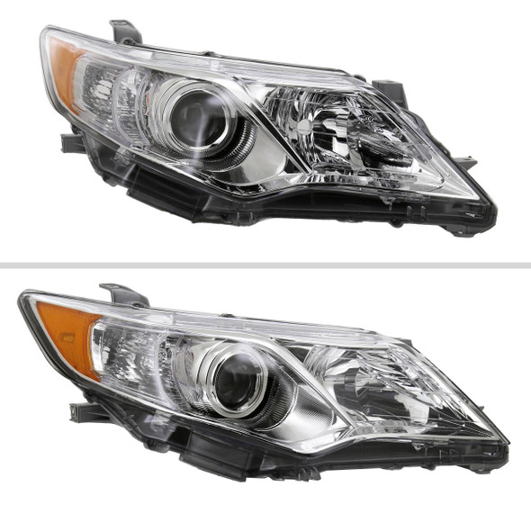 2012-2014 Toyota Camry Projector Headlights w/ Amber Reflectors - Passenger Side Only (Chrome Housing/Clear Lens)