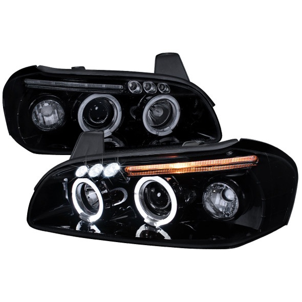 2000-2001 Nissan Maxima Dual Halo Projector Headlights (Glossy Black Housing/Smoke Lens)