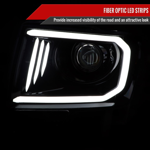 2009-2014 Ford F-150 LED C-Bar Projector Headlights (Jet Black Housing/Clear Lens)