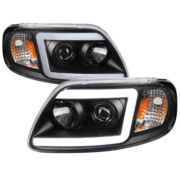 1997-2004 Ford F-150 / 1997-2002 Expedition LED C-Bar Projector Headlights (Black Housing/Clear Lens)