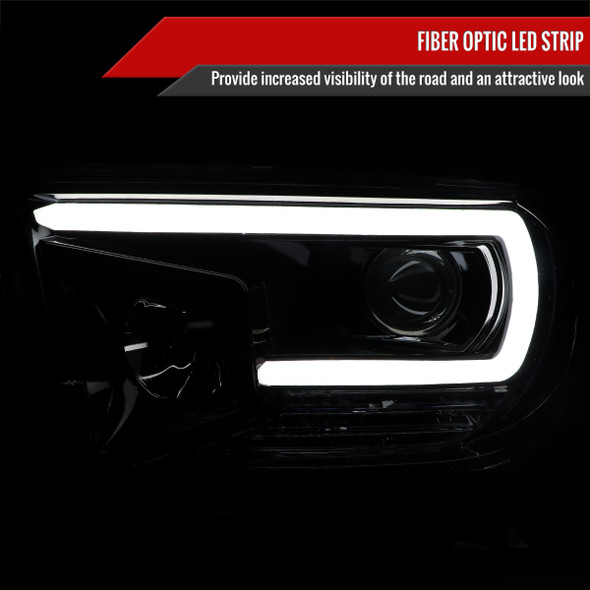 2007-2013 Toyota Tundra/ 2008-2017 Sequoia LED C-Bar Projector Headlights (Jet Black Housing/Clear Lens)