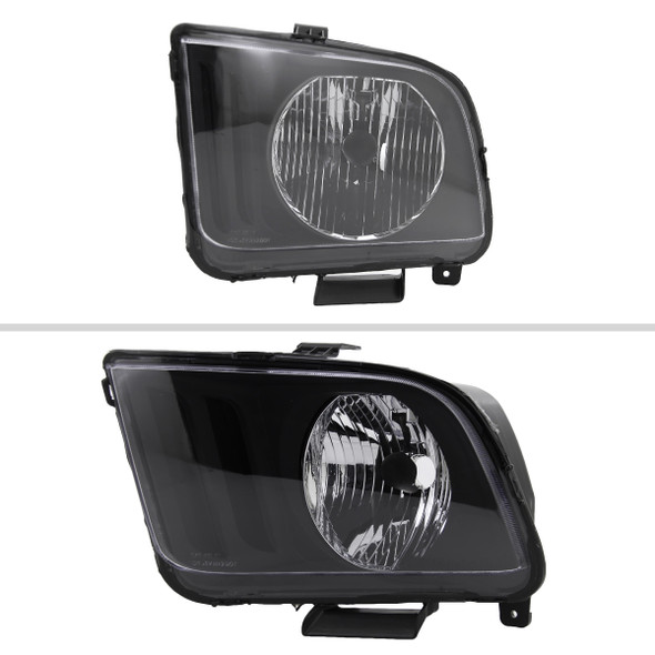 2005-2009 Ford Mustang Factory Style Headlights (Matte Black Housing/Clear Lens)