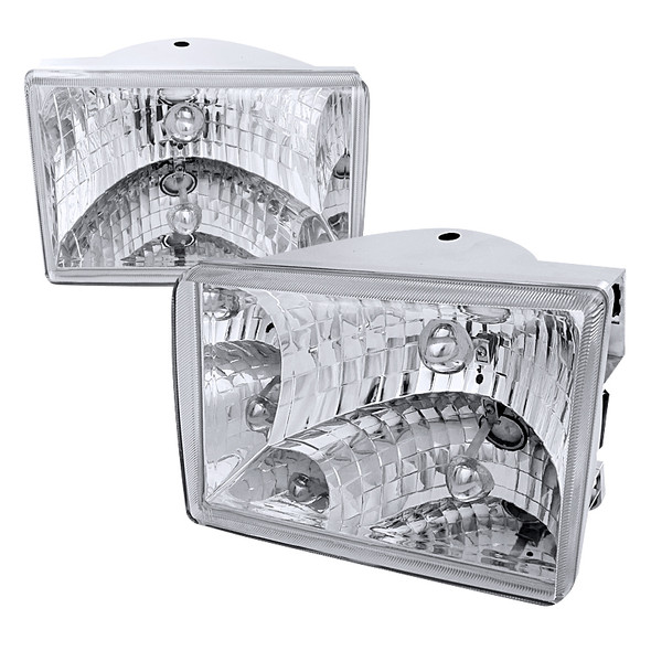 1993-1998 Jeep Grand Cherokee Factory Style Headlights (Chrome Housing/Clear Lens)