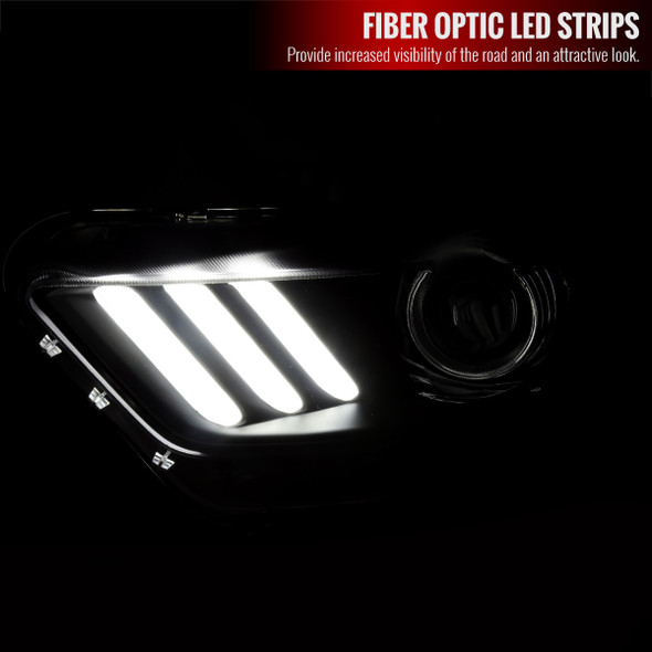 2015-2017 Ford Mustang / 2018-2020 Mustang Shelby LED Strip Xenon HID Projector Headlights - Driver Side Only (Matte Black Housing/Clear Lens)