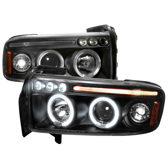 1994-2001 Dodge RAM Dual Halo Projector Headlights (Matte Black Housing/Clear Lens)