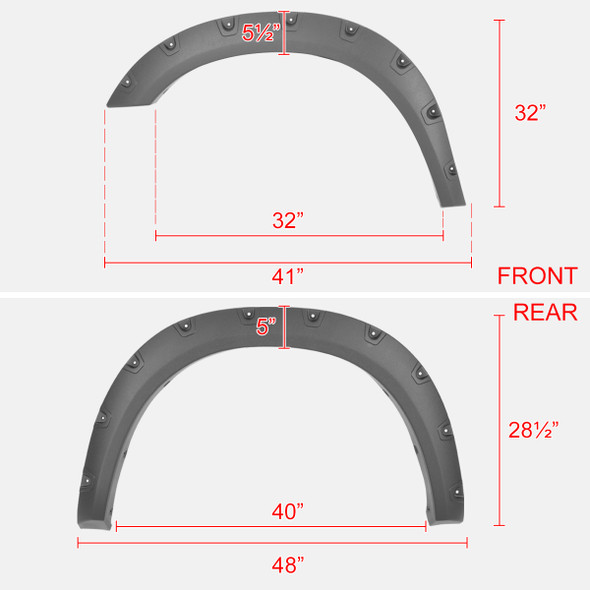 2019-2021 Dodge Ram 2500/3500 4PC Textured Pocket Rivet Style Fender Flares