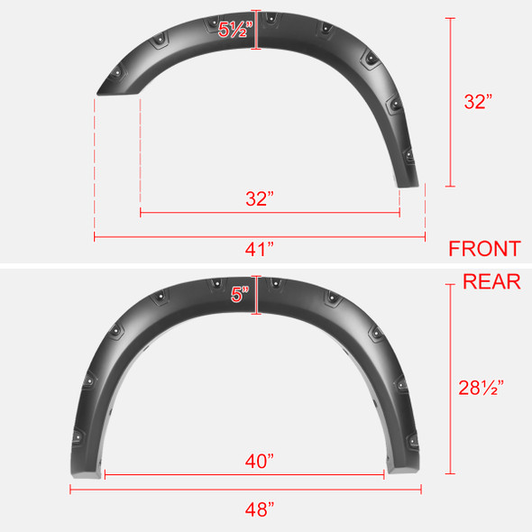 2019-2021 Dodge Ram 2500/3500 4PC Smooth Pocket Rivet Style Fender Flares