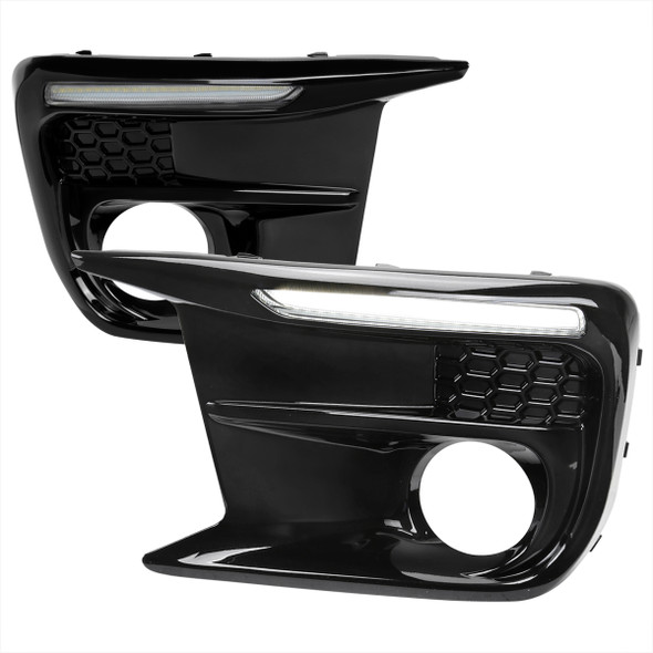 2018-2021 Subaru Impreza WRX STI LED Sequential Switchback Signal Fog Light Bezels (Glossy Black Housing/Clear Lens)