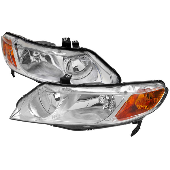 2006-2011 Honda Civic Sedan Factory Style Headlights (Chrome Housing/Clear Lens)