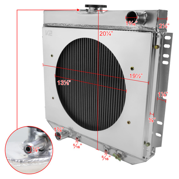 1963-1977 Ford Mustang/Maverick/Falcon/Torino/Fairlane / 1966-1973 Mercury Comet/Cougar/XR7 3 Row Radiator with Fan Shroud Design