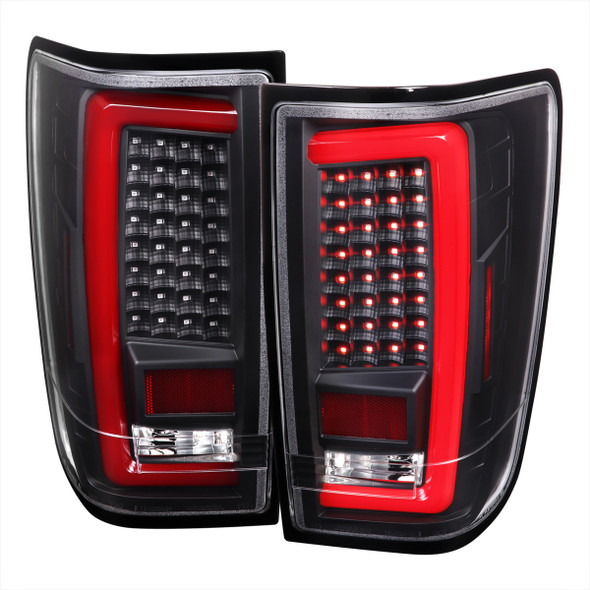 2004-2015 Nissan Titan LED Tail Lights with Red LED Tube (Matte Black Housing/Clear Lens)