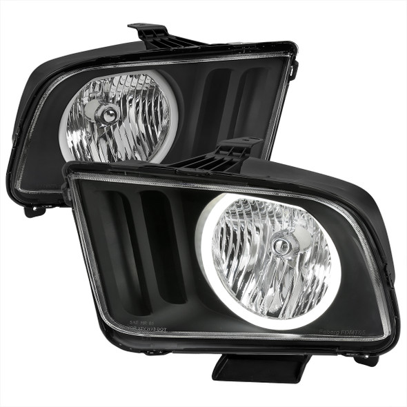 2005-2009 Ford Mustang LED Halo Factory Style Headlights (Matte Black Housing/Clear Lens)