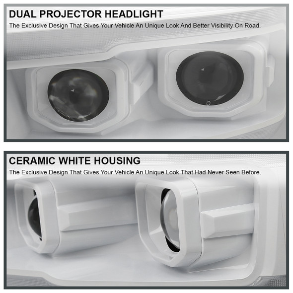 2019-2022 Dodge RAM 1500 Switchback Sequential LED Turn Signal Projector Headlights (White Housing/Clear Lens)