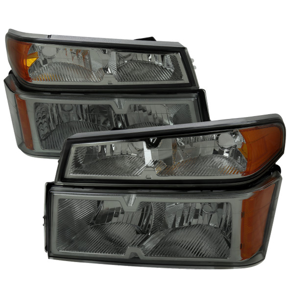 2004-2012 Chevrolet Colorado GMC Canyon Isuzu I-Series Factory Style Headlights & Corner Lights (Chrome Housing/Light Smoke Lens)