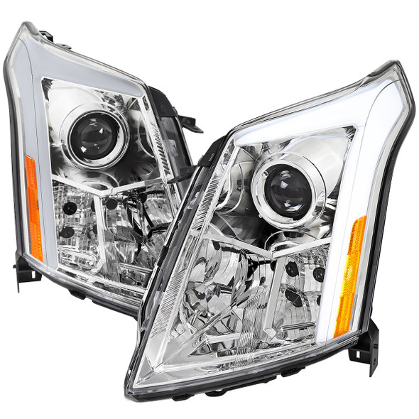2010-2016 Cadillac SRX Projector Headlights w/ Switchback Sequential Turn Signal LED Bar (Chrome Housing/Clear Lens)