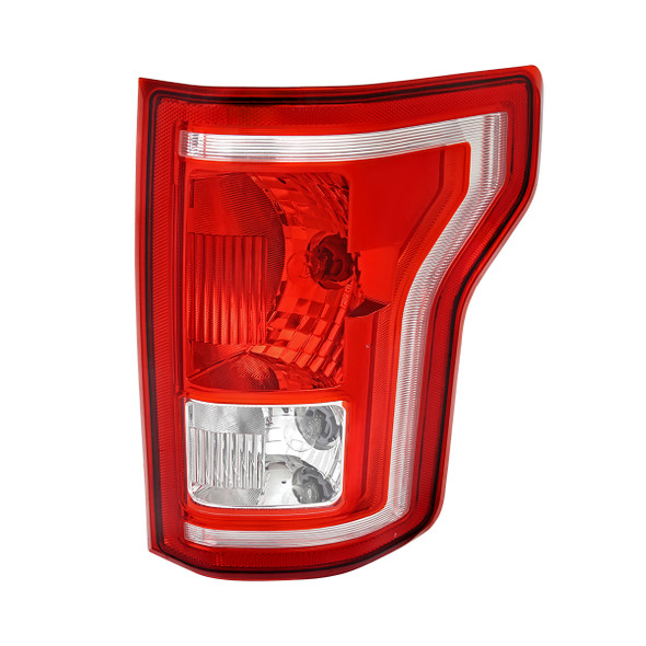 2015-2017 Ford F-150 Factory Style Passenger/Right Replacement Tail Light Assembly (Chrome Housing/Red Clear Lens)