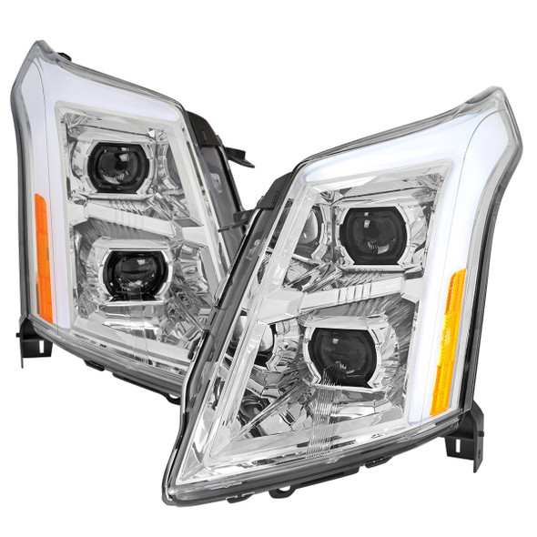 2010-2016 Cadillac SRX Full Switchback Sequential LED DRL Projector Headlights (Chrome Housing/Clear Lens)