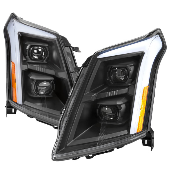 2010-2016 Cadillac SRX Full Switchback Sequential LED DRL Projector Headlights (Matte Black Housing/Clear Lens)