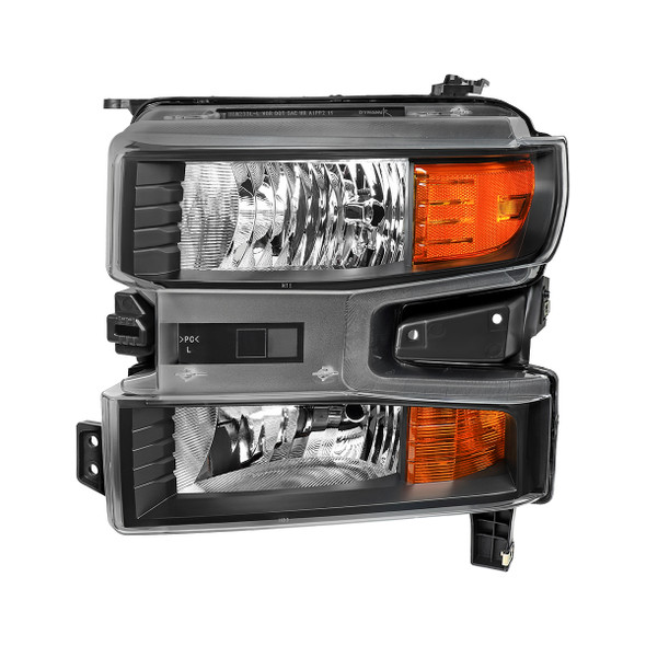 2019-2021 Chevrolet Silverado 1500 Driver/Left Side Factory Style Projector Headlight (Matte Black Housing/Clear Lens)