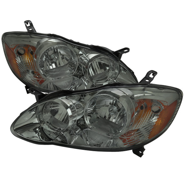 2003-2008 Toyota Corolla Factory Style Headlights (Chrome Housing/Light Smoke Lens)
