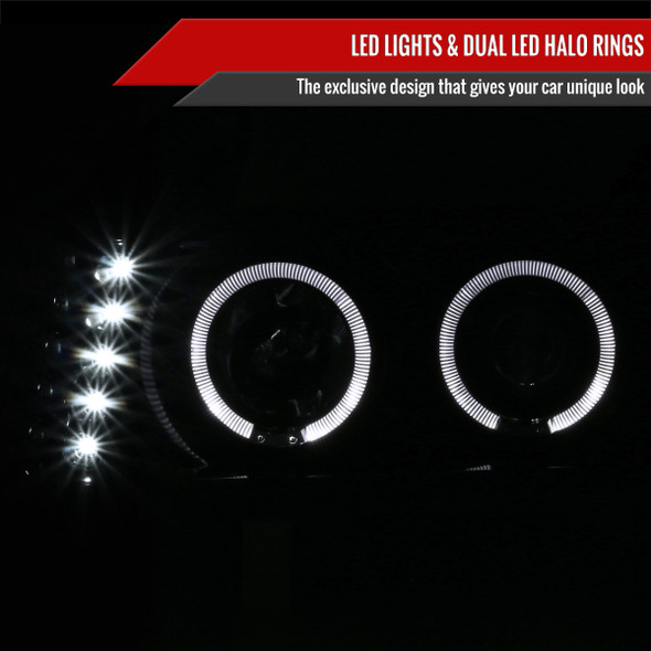 2004-2012 GMC Canyon/ Chevrolet Colorado Dual Halo Projector Headlights (Glossy Black Housing/Smoked Lens)