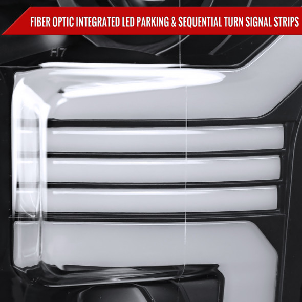 2015-2017 Ford F-150 LED Bar Projector Headlights w/ Switchback Sequential Turn Signals (Black Housing / Clear Lens)