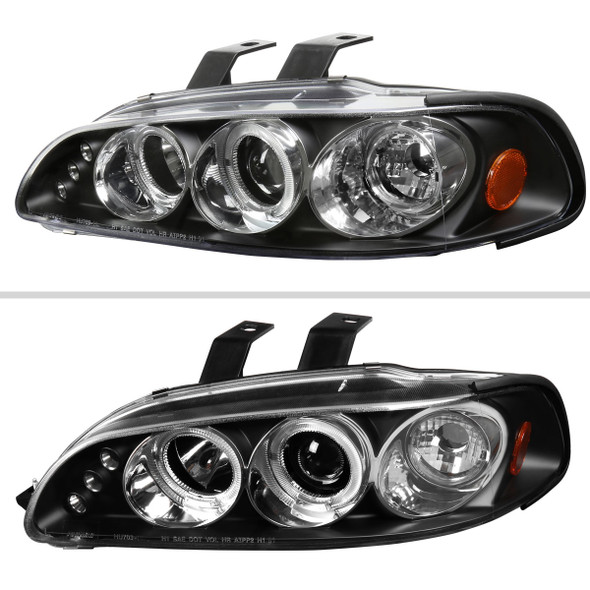 EAGLE EYES BMW E36 3-Series 2-Door Coupe Headlights – Dual Halo Projector, Black Amber