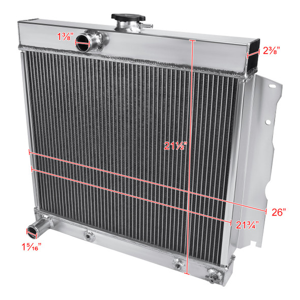 1963-1969 Dodge Dart/Charger/Coronet Plymouth Satellite/Belvedere/Savoy Aluminum 3-Row Performance Radiator