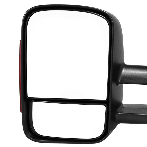 2003-2007 Chevrolet Silverado/Suburban/Tahoe/Avalanche GMC Sierra/Yukon/Yukon XL Power Adjustable, Heated, & Manual Extendable Towing Mirrors w/ Smoked Lens LED Turn Signal Lights