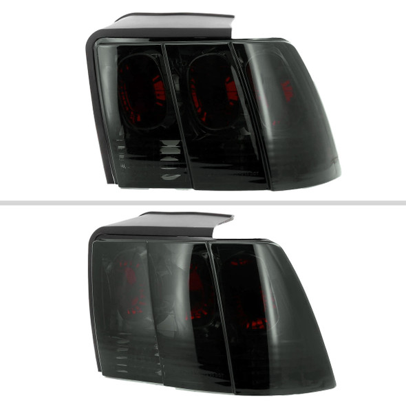 1999-2004 Ford Mustang Tail Lights (Chrome Housing/Smoked Lens)