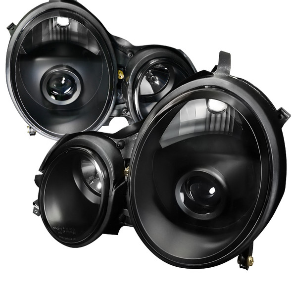 2000-2002 Mercedes Benz W210 E Class Projector Headlights (Matte Black Housing/Clear Lens)