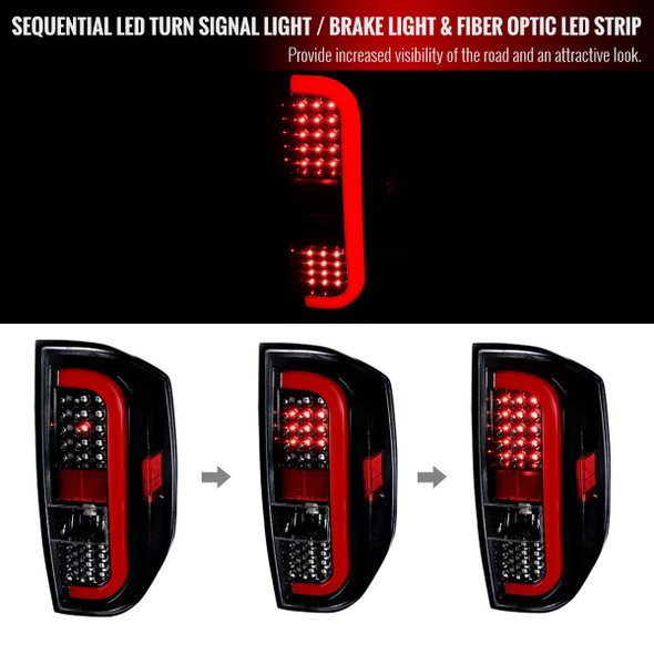 2014-2021 Toyota Tundra Sequential LED Tail Lights (Jet Black Housing/Clear Lens)