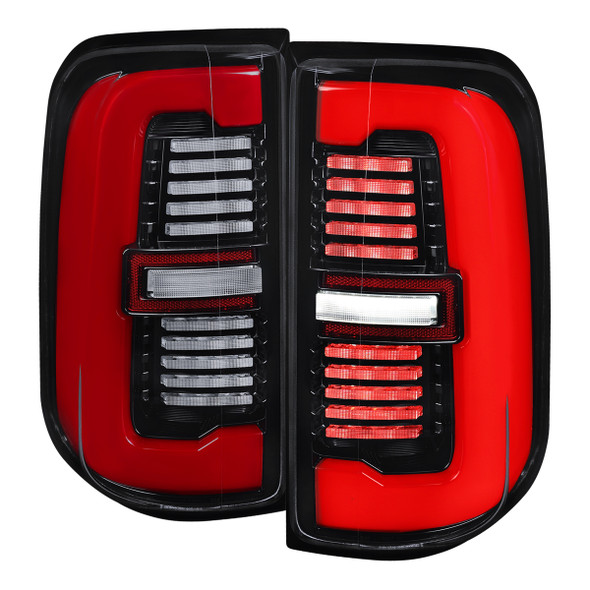 2019-2024 Dodge RAM 1500 Tail Light w/ Sequential Turn Signal LED Strip and LED Side Marker Brake Reverse (Jet Black Housing / Clear Lens)