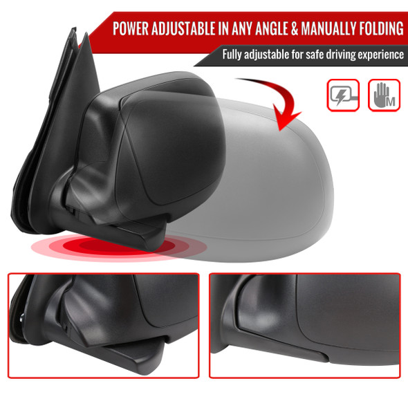 2003-2007 Chevrolet Silverado / Suburban /Avalanche / Tahoe GMC Sierra / Yukon Matte Black Power Heated Side Mirrors